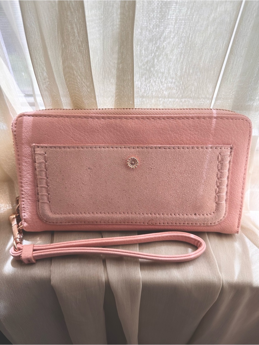 LC Lauren Conrad Pink Zip Wallet Clutch with Wristlet